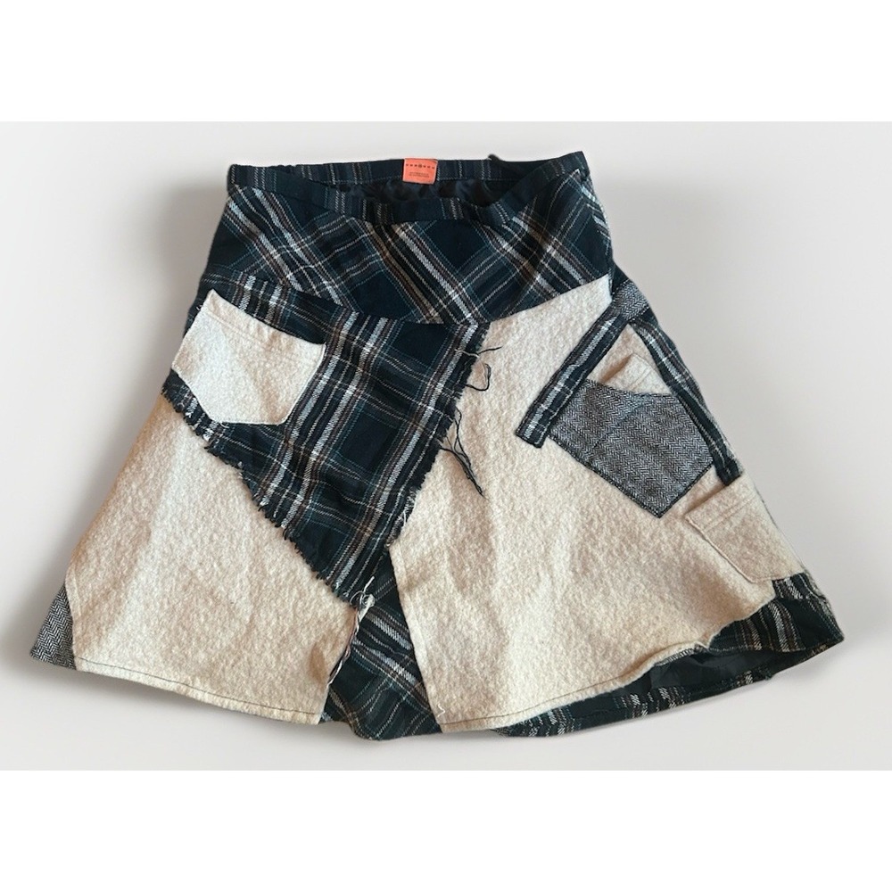 .Object Collectors Item Patchwork Plaid Wool Mini Skirt 38 M Dark Academia Punk